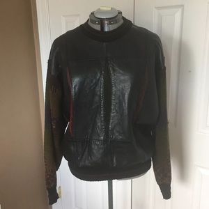 Vtg Men’s Saxony Leather/Suede Sweater